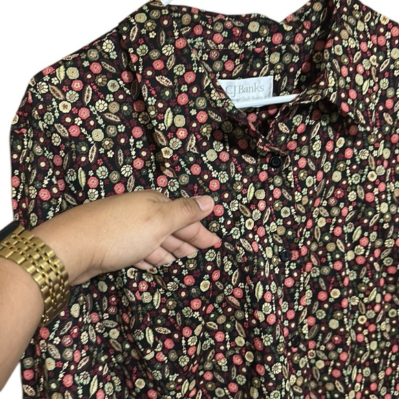 CJ Banks Button Down Blouse Floral Long Sleeves 100% Cotton Size 1X - Picture 3 of 7